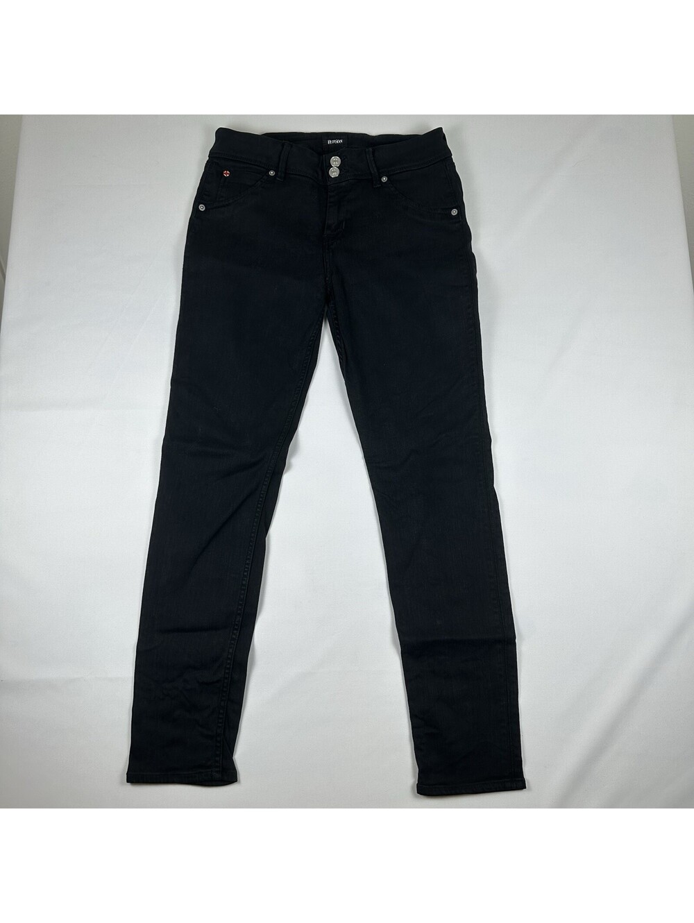 Hudson Collin Skinny Womens Sz 29 Black Faded Wash Flap Pocket Skinny Jeans